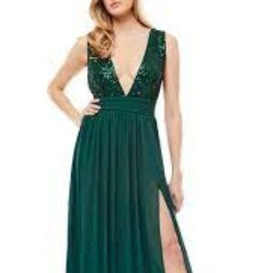 Love By Design Daphne Sequin Top V-Plunge Maxi Dress. XL=16-18.  NWOT